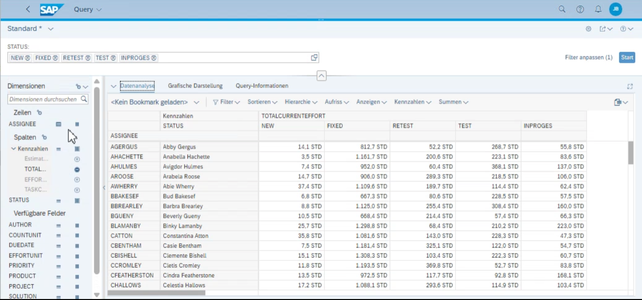 Query in WebDynpro Query Anzeige